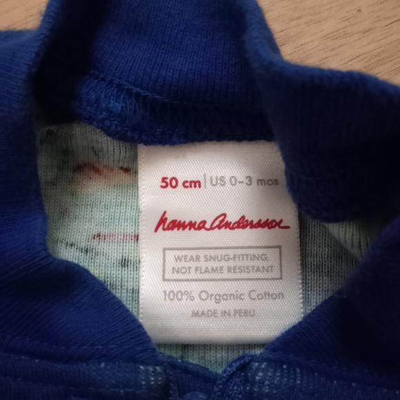 NWOT 0-3m Hanna Andersson Blue with Dinos Onesie 100% Organic Cotton - Picture 3 of 4